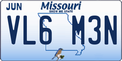 MO license plate VL6M3N