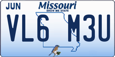 MO license plate VL6M3U