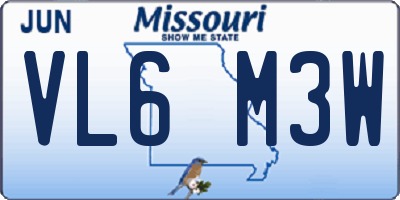 MO license plate VL6M3W
