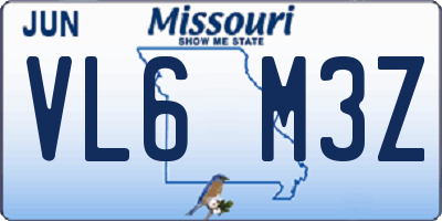 MO license plate VL6M3Z