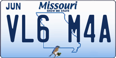 MO license plate VL6M4A