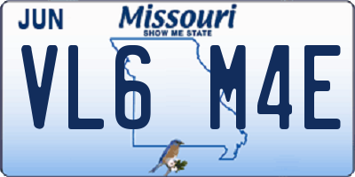 MO license plate VL6M4E