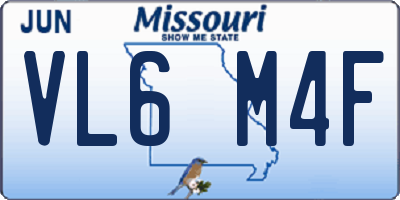 MO license plate VL6M4F