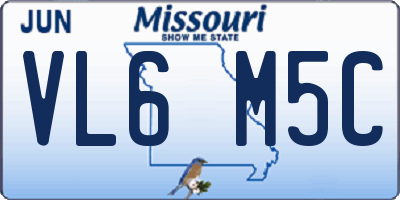 MO license plate VL6M5C