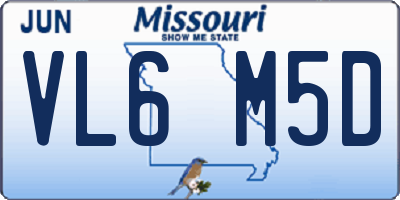MO license plate VL6M5D