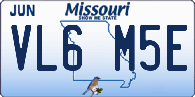MO license plate VL6M5E