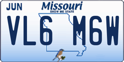 MO license plate VL6M6W