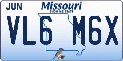 MO license plate VL6M6X