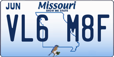 MO license plate VL6M8F