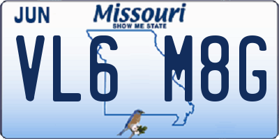 MO license plate VL6M8G