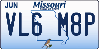 MO license plate VL6M8P