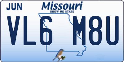 MO license plate VL6M8U