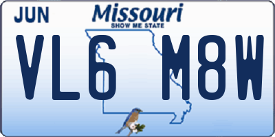MO license plate VL6M8W