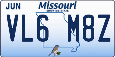 MO license plate VL6M8Z