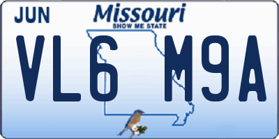 MO license plate VL6M9A