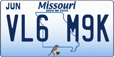 MO license plate VL6M9K
