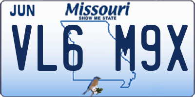 MO license plate VL6M9X