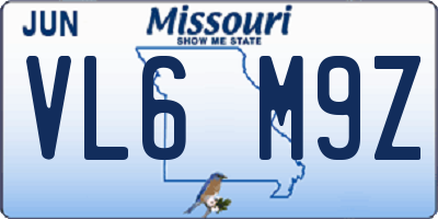 MO license plate VL6M9Z