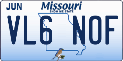 MO license plate VL6N0F
