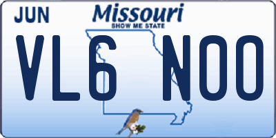 MO license plate VL6N0O
