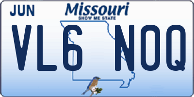 MO license plate VL6N0Q