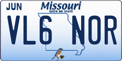 MO license plate VL6N0R
