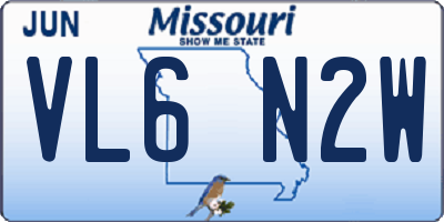 MO license plate VL6N2W