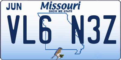 MO license plate VL6N3Z