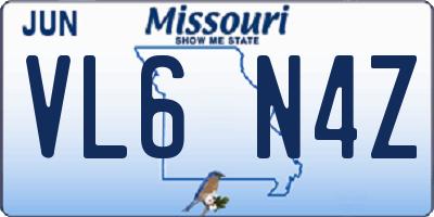 MO license plate VL6N4Z