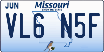 MO license plate VL6N5F