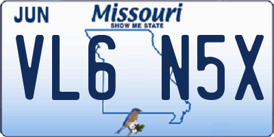 MO license plate VL6N5X