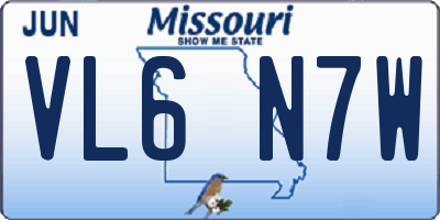 MO license plate VL6N7W