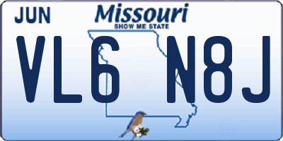 MO license plate VL6N8J