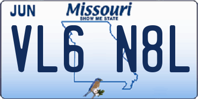MO license plate VL6N8L