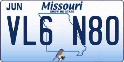 MO license plate VL6N8O