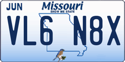 MO license plate VL6N8X