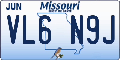 MO license plate VL6N9J