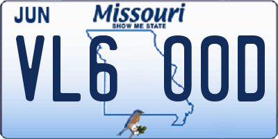 MO license plate VL6O0D