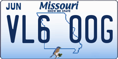 MO license plate VL6O0G