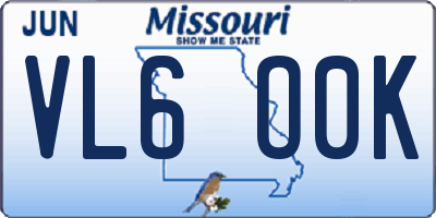 MO license plate VL6O0K