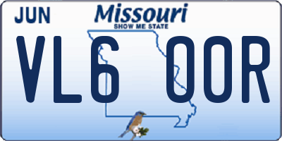 MO license plate VL6O0R