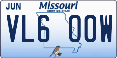 MO license plate VL6O0W