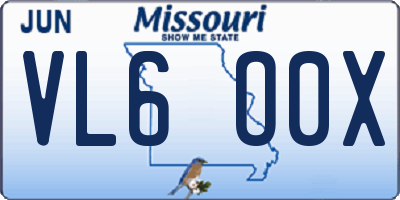 MO license plate VL6O0X