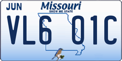 MO license plate VL6O1C