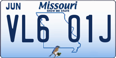 MO license plate VL6O1J