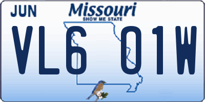 MO license plate VL6O1W