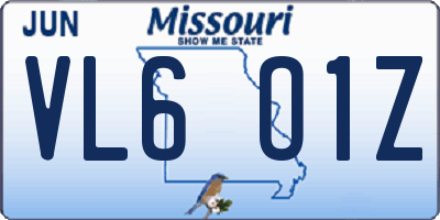 MO license plate VL6O1Z