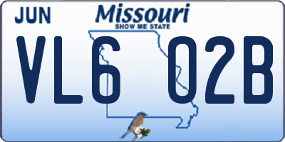 MO license plate VL6O2B