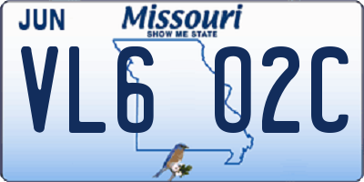 MO license plate VL6O2C