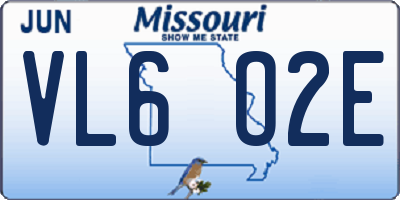 MO license plate VL6O2E